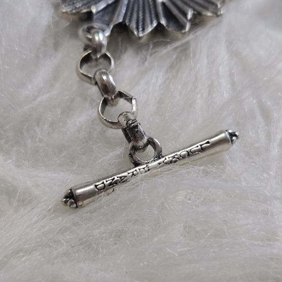 LUCKY BRAND Flower and Faux Turquoise Bracelet Toggle Boho Festival Floral - Picture 4 of 6